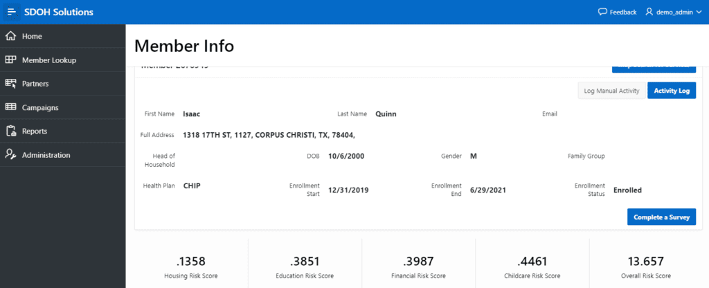 SDOH Software Member Detail