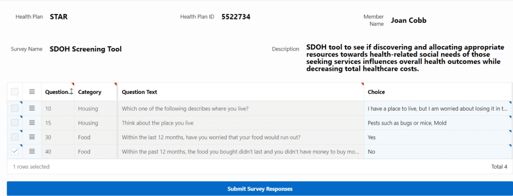 SDOH Assessment Tool Questions